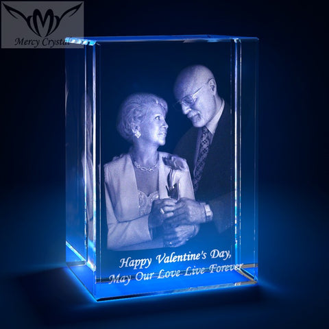 2D Laser Personalized Square Crystal Photo Frame With Love Custom Picture Glass Cube
