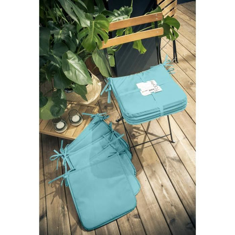 HEUTE 6er-Set Stuhlkuchen 38x38x2cm - 100% Polyester - Himmelblau