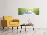 Leinwandbild Panorama Pusteblume XL im Morgentau