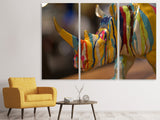 Leinwandbild 3-teilig Buntes Rino