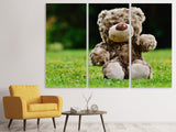 Leinwandbild 3-teilig Happy Teddybär