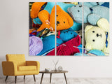 Leinwandbild 3-teilig Gestrickte Teddys