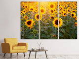 Leinwandbild 3-teilig Sonnenblumen Feld