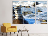 Leinwandbild 3-teilig Steinstapel am Meer