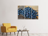 Leinwandbild 3-teilig Frische Heidelbeeren
