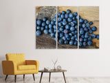 Leinwandbild 3-teilig Frische Heidelbeeren