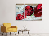 Leinwandbild 3-teilig Frische Himbeeren