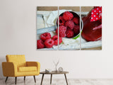 Leinwandbild 3-teilig Frische Himbeeren