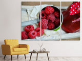 Leinwandbild 3-teilig Frische Himbeeren