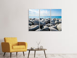 Leinwandbild 3-teilig Strand Steine