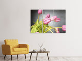 Leinwandbild 3-teilig Der Tulpenstrauss in rosa
