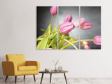 Leinwandbild 3-teilig Der Tulpenstrauss in rosa