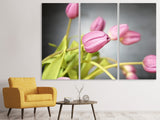 Leinwandbild 3-teilig Der Tulpenstrauss in rosa