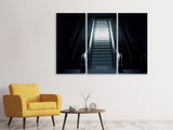 Leinwandbild 3-teilig Rolltreppe in der Dunkelheit