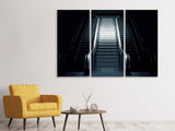 Leinwandbild 3-teilig Rolltreppe in der Dunkelheit