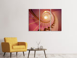 Leinwandbild 3-teilig Wendeltreppe in pink