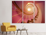 Leinwandbild 3-teilig Wendeltreppe in pink