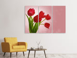 Leinwandbild 3-teilig Roter Tulpenstrauss