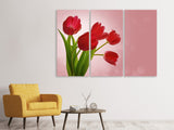 Leinwandbild 3-teilig Roter Tulpenstrauss