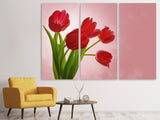Leinwandbild 3-teilig Roter Tulpenstrauss