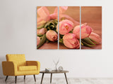 Leinwandbild 3-teilig Romantischer Tulpenstrauss