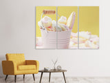 Leinwandbild 3-teilig Marshmallow im Eimer
