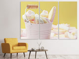 Leinwandbild 3-teilig Marshmallow im Eimer