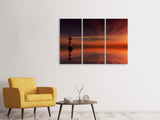 Leinwandbild 3-teilig Roter Himmel am Leuchtturm
