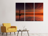 Leinwandbild 3-teilig Roter Himmel am Leuchtturm
