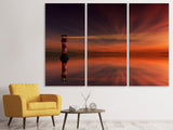 Leinwandbild 3-teilig Roter Himmel am Leuchtturm