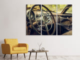 Leinwandbild 3-teilig Zerfallener Oldtimer