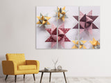Leinwandbild 3-teilig Origami Bunte Sterne