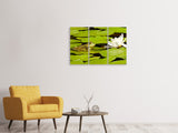 Leinwandbild 3-teilig Der Frosch und die Seerose
