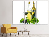 Leinwandbild 3-teilig Weisswein und Rotwein