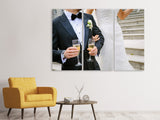 Leinwandbild 3-teilig Champagner zur Hochzeit