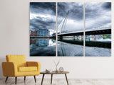 Leinwandbild 3-teilig Samuel Beckett Bridge mit Wolken