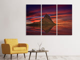 Leinwandbild 3-teilig Kirkjufell bei Sonnenuntergang