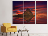 Leinwandbild 3-teilig Kirkjufell bei Sonnenuntergang