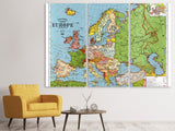 Leinwandbild 3-teilig Karte Europa