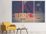 Leinwandbild 3-teilig Liebe in Buchstaben