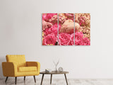 Leinwandbild 3-teilig Romantische Rosen mit Herz