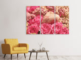 Leinwandbild 3-teilig Romantische Rosen mit Herz