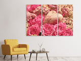 Leinwandbild 3-teilig Romantische Rosen mit Herz