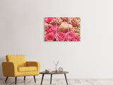 Leinwandbild 3-teilig Romantische Rosen mit Herz