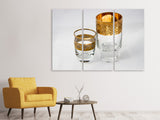 Leinwandbild 3-teilig Gläser mit Gold