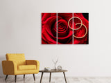 Leinwandbild 3-teilig Eheringe auf der Rose