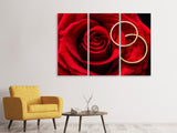 Leinwandbild 3-teilig Eheringe auf der Rose