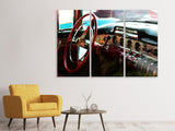 Leinwandbild 3-teilig Interieur eine Oldtimers
