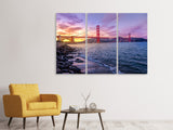 Leinwandbild 3-teilig Golden Gate am Abend