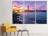Leinwandbild 3-teilig Golden Gate am Abend